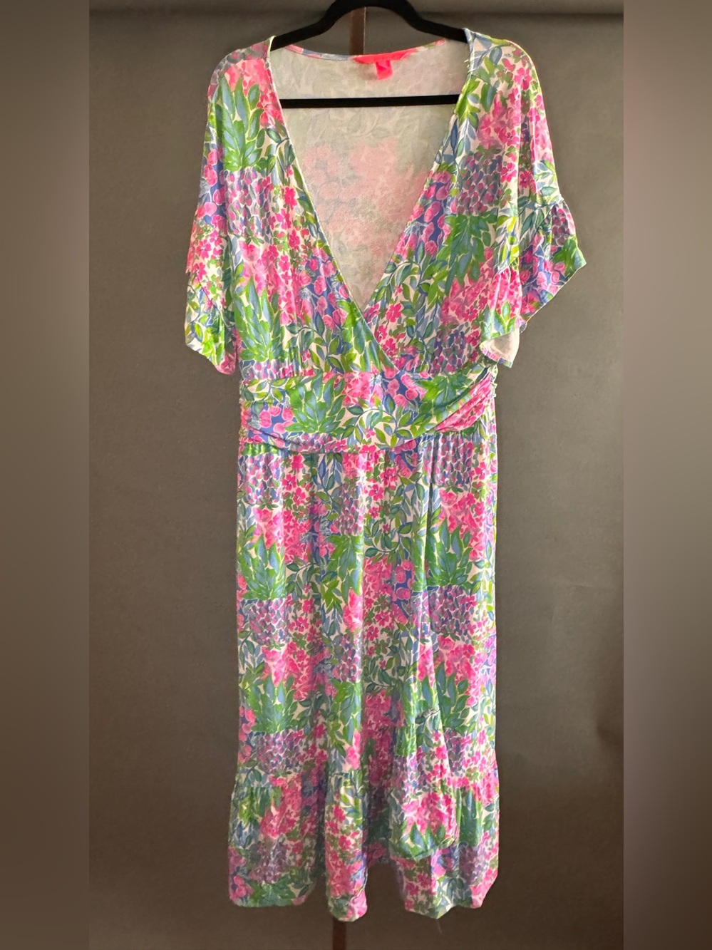 Lilly Pulitzer Women’s XL Faux-Wrap Midi Dress – Tropical Floral